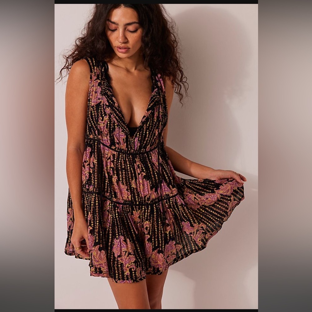 Free People Intimately Sundown Floral Print Tiered Sleeveless Romper XS New Tags